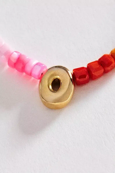 Anthropologie Colorful Beaded Initial Necklace In Gold