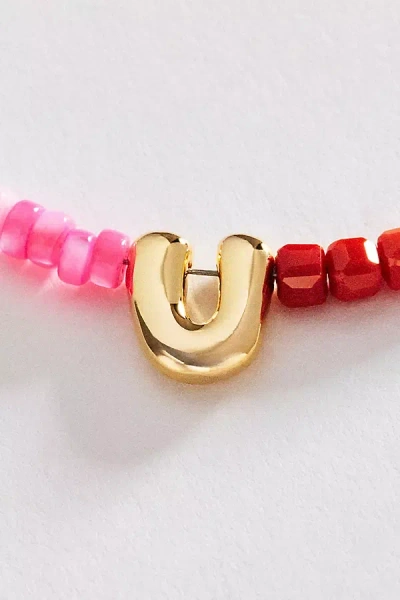 Anthropologie Colorful Beaded Initial Necklace In Gold
