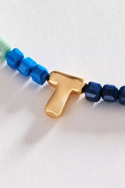 Anthropologie Colorful Beaded Initial Necklace In Gold