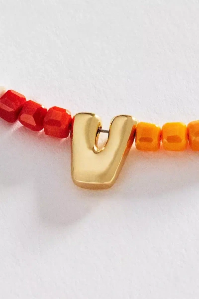 Anthropologie Colorful Beaded Initial Necklace In Gold