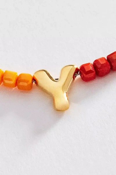 Anthropologie Colorful Beaded Initial Necklace In Gold