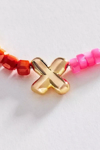 Anthropologie Colorful Beaded Initial Necklace In Gold
