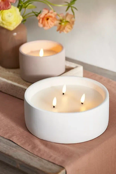 Anthropologie Concrete Bowl Flameless Outdoor Candle In Neutral