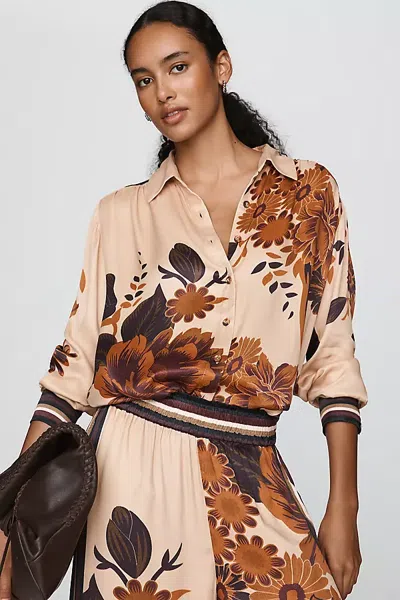 Anthropologie Conditions Apply Blooming Blouse In Brown