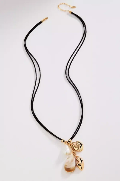 Anthropologie Corded Stone Charm Pendant Necklace In Gold