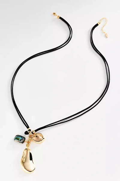 Anthropologie Corded Stone Charm Pendant Necklace In Black