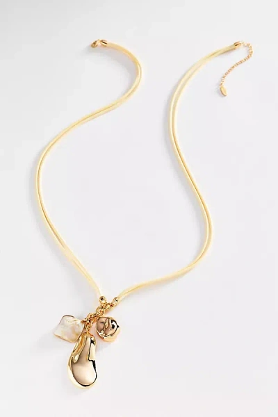 Anthropologie Corded Stone Charm Pendant Necklace In Gold