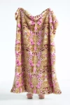 Anthropologie Cordelia Jacquard Floral Faux-fur Throw Blanket In Brown