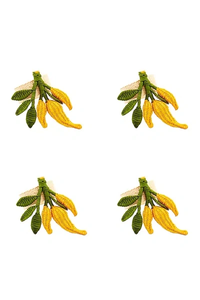 Anthropologie Coro Cora Handwoven Chili Pepper Napkin Rings, Set Of 4 In Multi