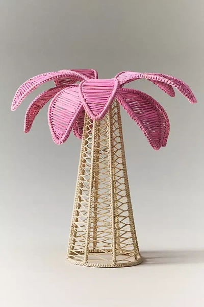 Anthropologie Coro Cora Palm Tree Candleholder In Pink