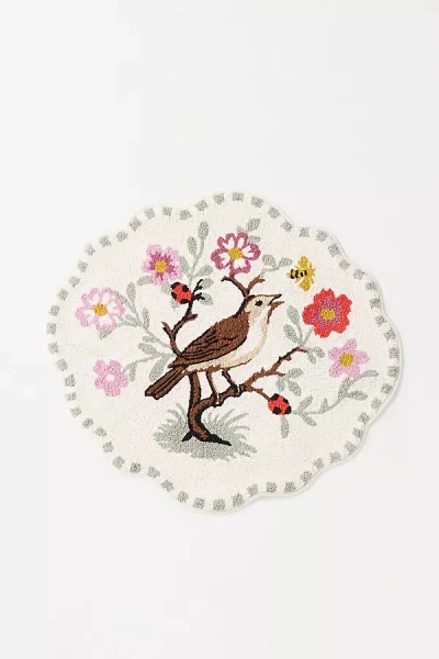 Anthropologie Cotton Bird Shaped Bath Mat In White