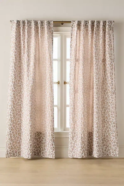 Anthropologie Cotton Blend Printed Cheetah Curtain In Neutral
