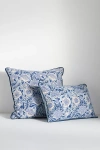 Anthropologie Cotton Block Print Floral Pillow In Blue