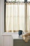 Anthropologie Cotton Dobby Striped Sheer Tie-top Café Curtains, Set Of 2 In Neutral