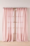 Anthropologie Cotton Dobby Striped Sheer Tie-top Curtain In Pink