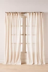 Anthropologie Cotton Dobby Striped Sheer Tie-top Curtain In Neutral