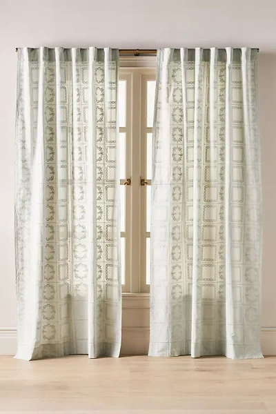 Anthropologie Cotton Eyelet Embroidered Sheer Curtain In White