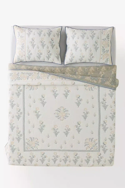 Anthropologie Cotton Floral Jacquard Woven Coverlet In Multi
