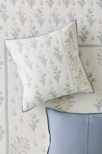 Anthropologie Cotton Floral Jacquard Woven Euro Sham