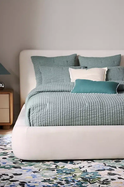 Anthropologie Cotton Jersey Channel Stitch Quilt In Blue