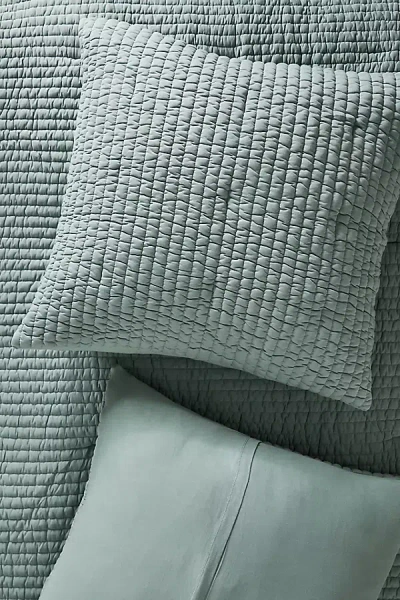Anthropologie Cotton Jersey Channel-stitch Quilted Euro Sham In Green