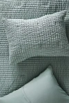 Anthropologie Cotton Jersey Channel-stitch Quilted Shams, Set Of 2 In Green