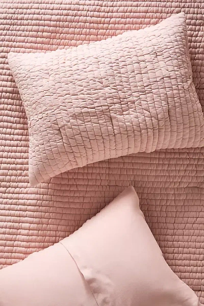 Anthropologie Cotton Jersey Channel-stitch Quilted Shams, Set Of 2 In Pink