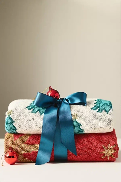 Anthropologie Cotton Knit Icon Throw Blanket