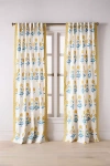 Anthropologie Cotton Mix Print Floral Curtain In Yellow