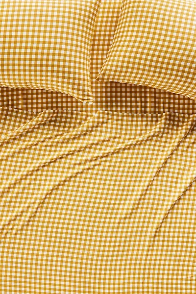 Anthropologie Cotton Modal Brushed Cozy Printed Sheet Set In Orange