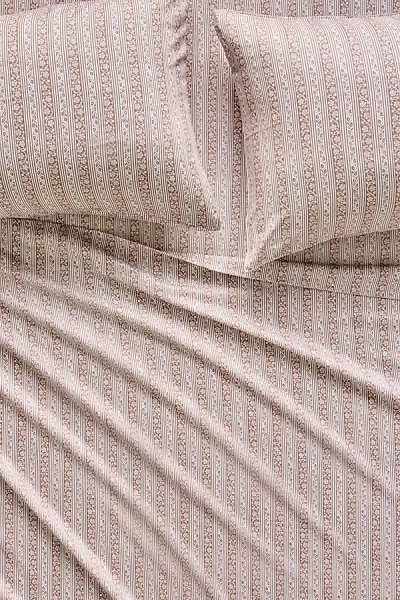 Anthropologie Cotton Modal Brushed Cozy Printed Sheet Set In Pink