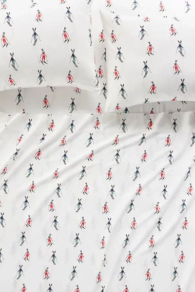 Anthropologie Cotton Modal Brushed Cozy Printed Sheet Set In White