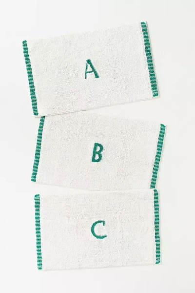 Anthropologie Cotton Monogram Embroidered Bath Mat In Multi