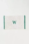 Anthropologie Cotton Monogram Embroidered Bath Mat In Multicolor