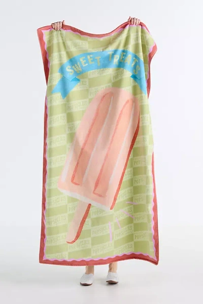 Anthropologie Cotton Printed Beach Towel In Green