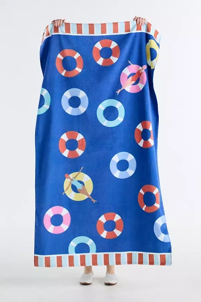 Anthropologie Cotton Printed Beach Towel In Blue