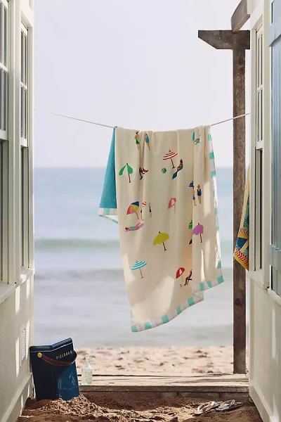 Anthropologie Cotton Printed Beach Towel In Multi