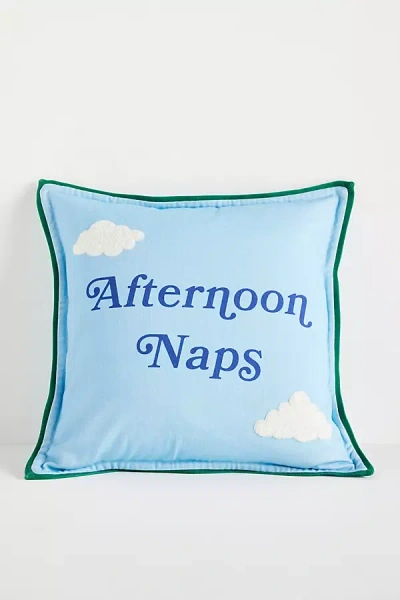 Anthropologie Cotton Printed Novelty Text Pillow