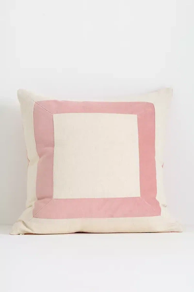 Anthropologie Cotton Velvet Frame Pillow In Pink