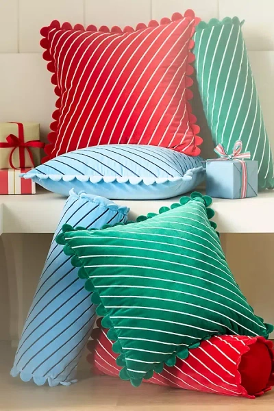 Anthropologie Cotton Velvet Striped Pillow In Multi