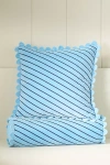 Anthropologie Cotton Velvet Striped Pillow In Blue