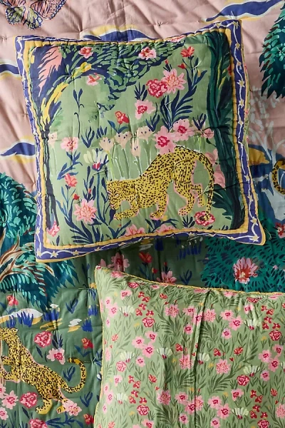 Anthropologie Cotton Voile Printed Cushion