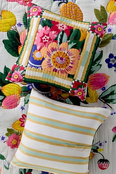 Anthropologie Cotton Voile Printed Euro Sham In Multi