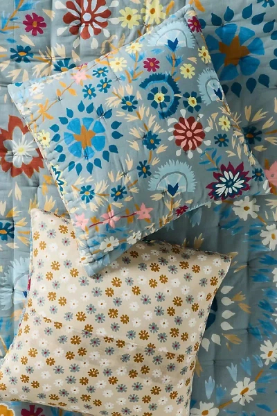 Anthropologie Cotton Voile Printed Euro Sham In Multi