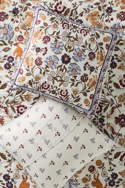 Anthropologie Cotton Voile Printed Euro Sham In Multi