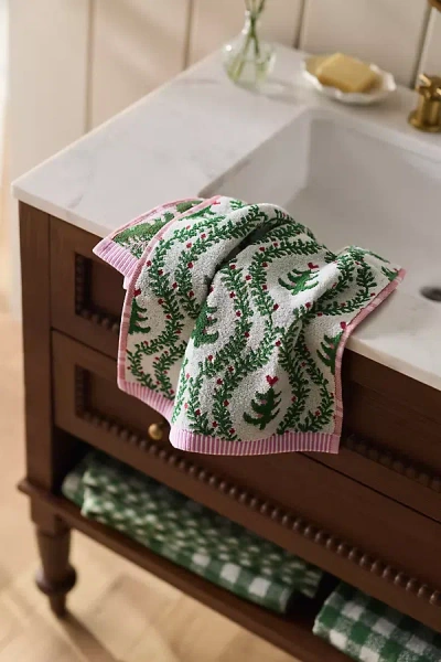 Anthropologie Cotton Woven Winter Icon Hand Towel In Multi
