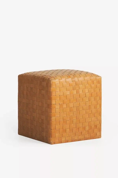 Anthropologie Cove Woven Leather Ottoman