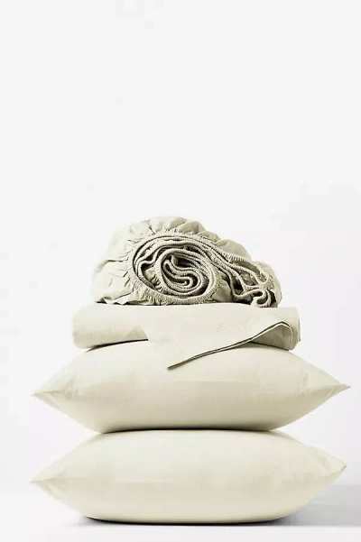 Anthropologie Coyuchi Organic Crinkled Percale Sheet Set In Green