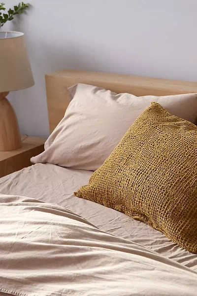 Anthropologie Coyuchi Organic Crinkled Percale Sheet Set In Brown