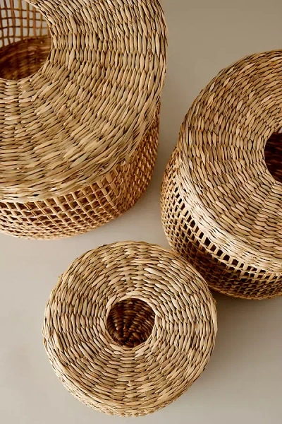 Anthropologie Cozy Living Sigrid Seagrass Baskets, Set Of 3 In Brown